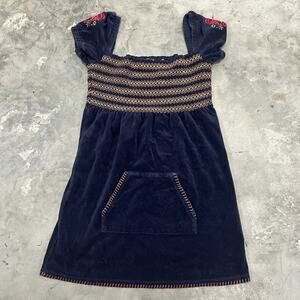 Vintage Juicy Couture Black Smocked Terry Cloth Swim Cover Up Y2K Dress SMALL 28